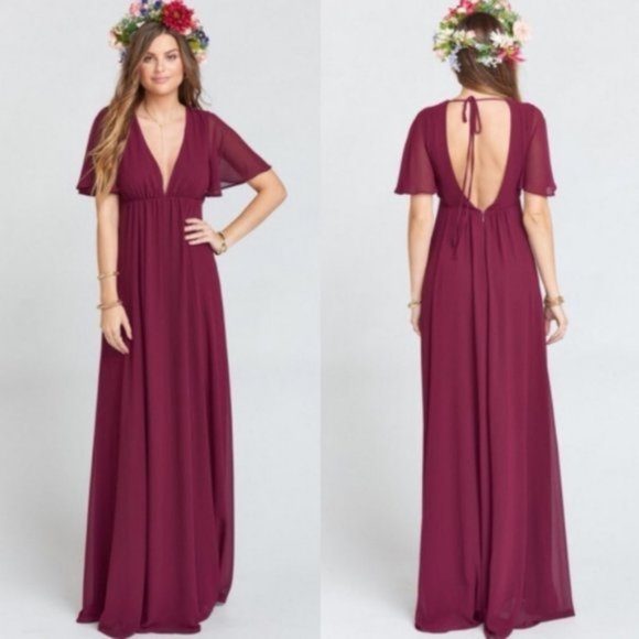 Show Me Your MuMu Dresses & Skirts - Show Me Your Mumu Merlot Faye Flutter Maxi Dress L